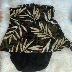 New! Tropical Escape One Piece Palm-leaf Print Swim Dress